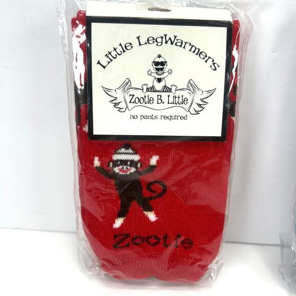 3 Zootie B. Little Leg Warmers Baby & Toddler NEW Blue Grey Red Sock Monkey - Picture 2 of 6